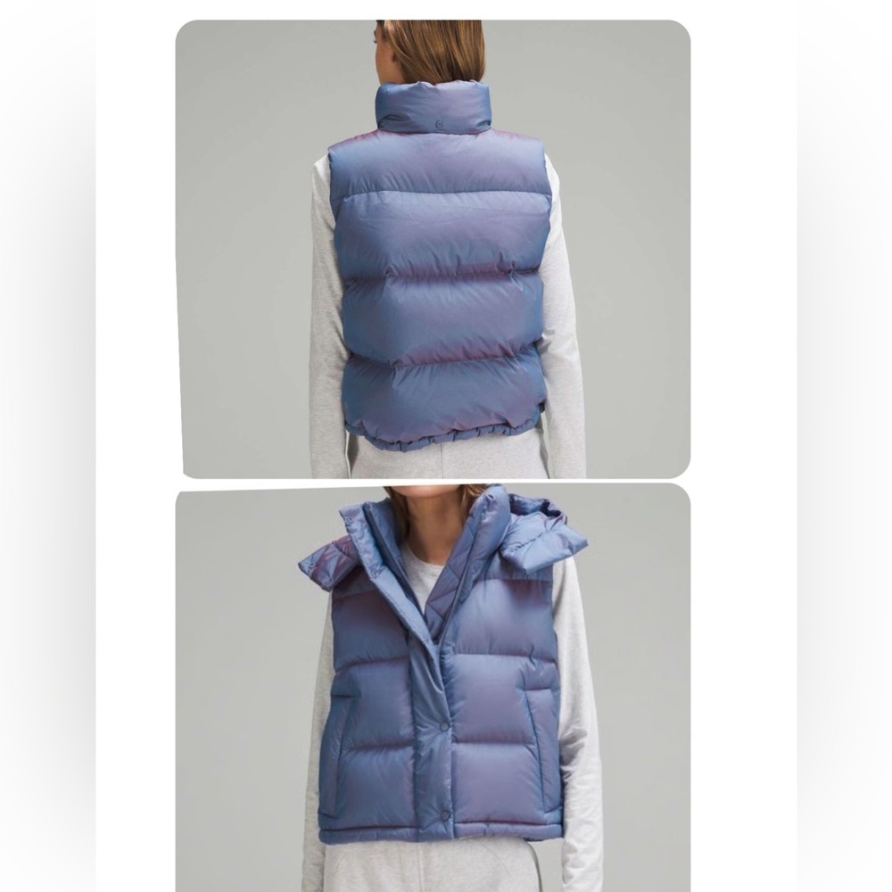 lululemon athletica Blue Wunder Puffer Cropper Vest. Size 2